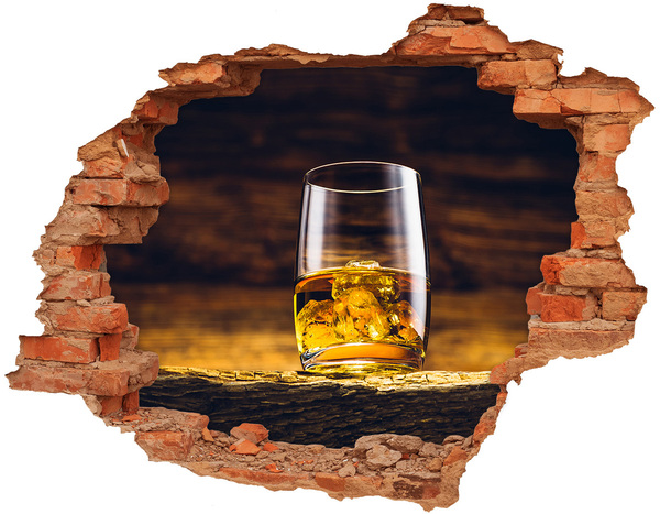 Trampantojo de pared rota efecto profundidad Un vaso de whisky con hielo