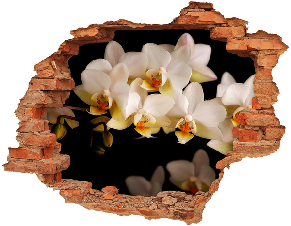 Trampantojo de pared rota efecto profundidad Flores de orquídea en las ruinas