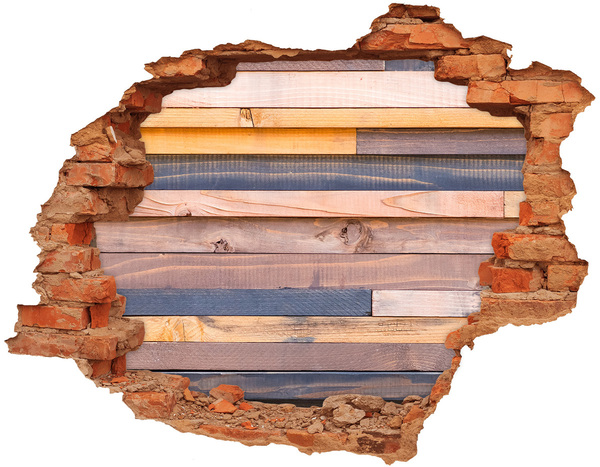 Vinilo pared rota 3d efecto realista Pared de madera a través de un agujero