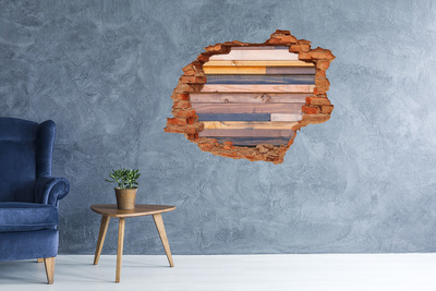 Vinilo pared rota 3d efecto realista Pared de madera a través de un agujero