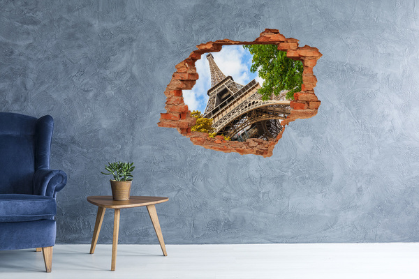Pegatina de vinilo agujero 3d para pared La Torre Eiffel en París