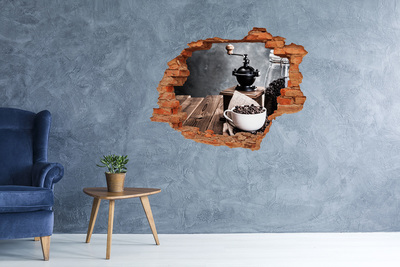 Vinilo pared rota 3d efecto realista Rincón de café vintage