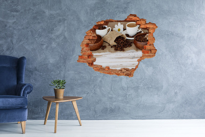 Pegatina de vinilo agujero 3d para pared Café en un entorno natural