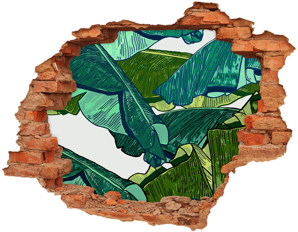 Pegatina de vinilo agujero 3d para pared Jardín tropical con hojas de plátano