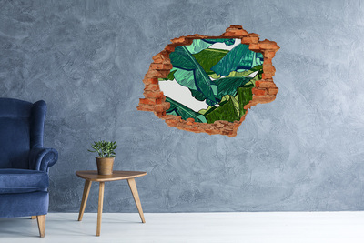 Pegatina de vinilo agujero 3d para pared Jardín tropical con hojas de plátano