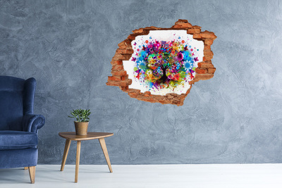 Pegatina de vinilo agujero 3d para pared Árbol de la vida colorido
