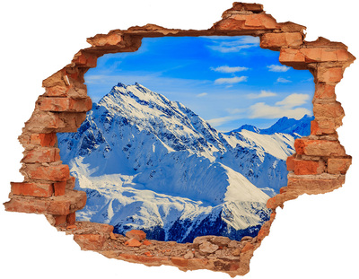 Vinilo pared rota 3d efecto realista paisaje de montaña invernal