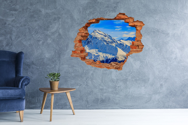Vinilo pared rota 3d efecto realista paisaje de montaña invernal