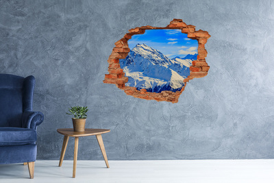 Vinilo pared rota 3d efecto realista paisaje de montaña invernal