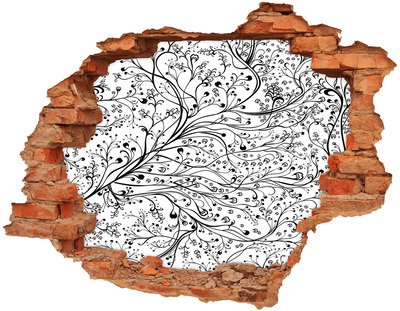 Vinilo pared rota 3d efecto realista Patrón floral en la pared