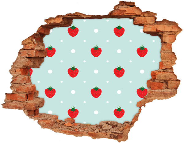 Pegatina de vinilo agujero 3d para pared Paraíso de fresas