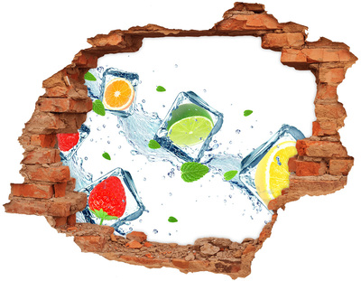 Vinilo pared rota 3d efecto realista Un cóctel refrescante en un ambiente veraniego