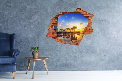 Pegatina de vinilo agujero 3d para pared Atardecer en los trópicos