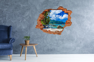 Trampantojo de pared rota efecto profundidad Un oasis tropical con vistas al mar