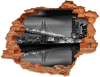 Pegatina agujero en la pared autoadhesiva Puente Golden Gate de noche