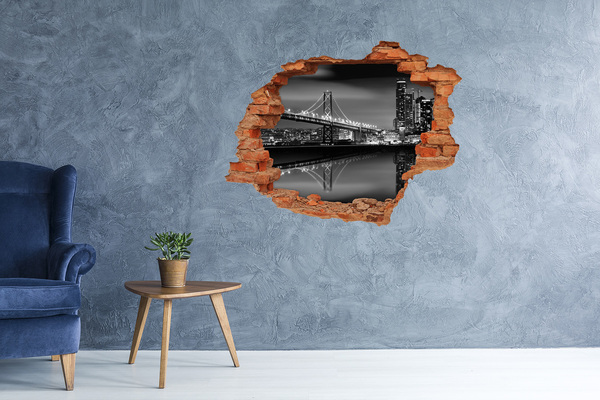 Pegatina agujero en la pared autoadhesiva Puente Golden Gate de noche