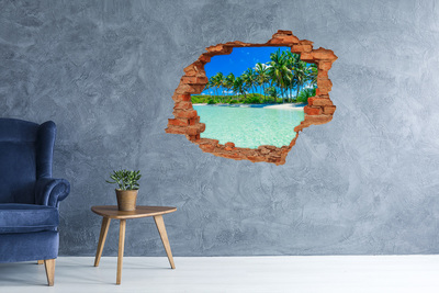Pegatina de vinilo agujero 3d para pared Oasis tropical junto al mar