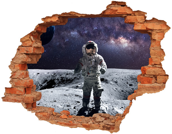 Pegatina agujero en la pared autoadhesiva Astronauta en la Luna