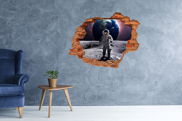 Vinilo pared rota 3d efecto realista Astronauta en la Luna