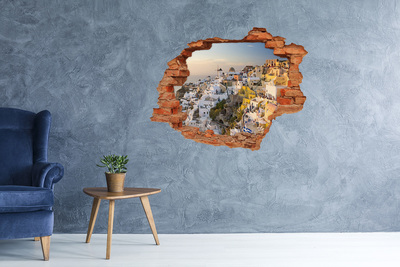 Pegatina de vinilo agujero 3d para pared Santorini en Grecia