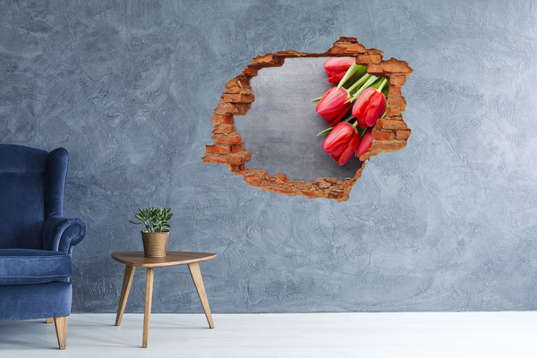 Pegatina de vinilo agujero 3d para pared Flores en hormigón