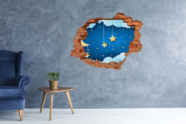 Pegatina de vinilo agujero 3d para pared Cielo nocturno con estrellas doradas