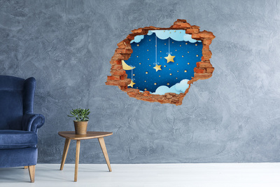 Pegatina de vinilo agujero 3d para pared Cielo nocturno con estrellas doradas