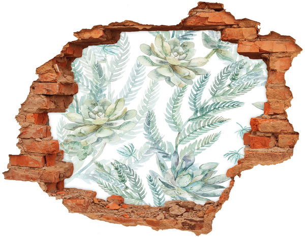 Naklejka 3D dziura na ścianę Zielona oaza w betonie