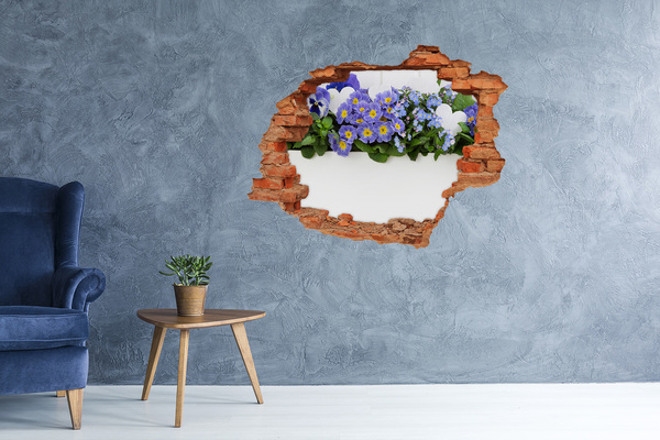 Pegatina de vinilo agujero 3d para pared Flores en un agujero en la pared
