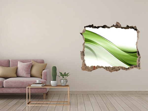 Pegatina de vinilo agujero 3d para pared Ola verde en la pared