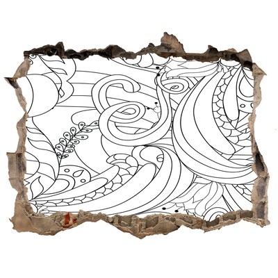 Naklejka 3D dziura na ścianę Kwiatowy wzór w dziurze w ścianie