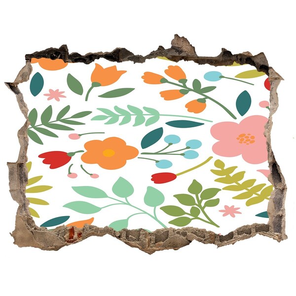 Naklejka 3D dziura na ścianę Kwiatowy raj za ścianą