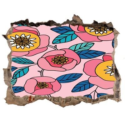 Vinilo pared rota 3d efecto realista Mural floral 