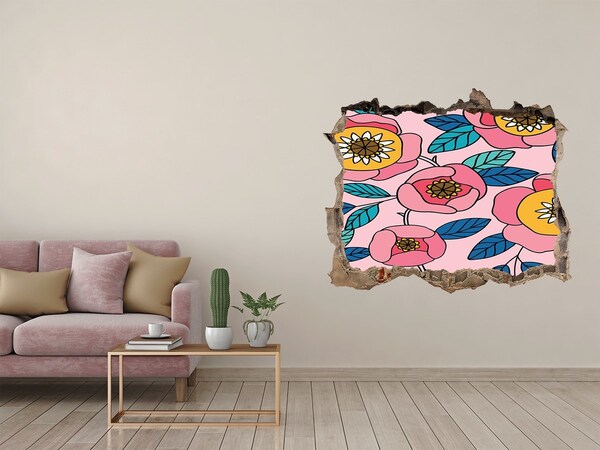 Vinilo pared rota 3d efecto realista Mural floral