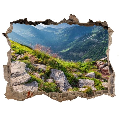 Trampantojo de pared rota efecto profundidad Vista a la montaña con valle