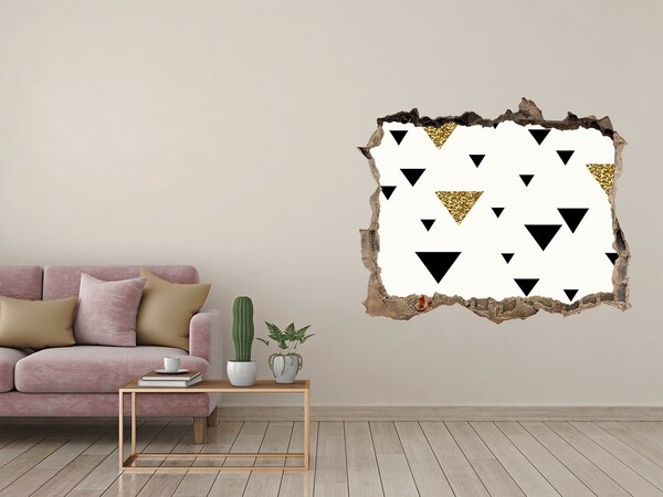 Vinilo pared rota 3d efecto realista Diseño moderno con triángulos