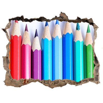 Pegatina de vinilo agujero 3d para pared El colorido mundo de los crayones