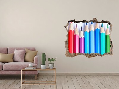 Pegatina de vinilo agujero 3d para pared El colorido mundo de los crayones