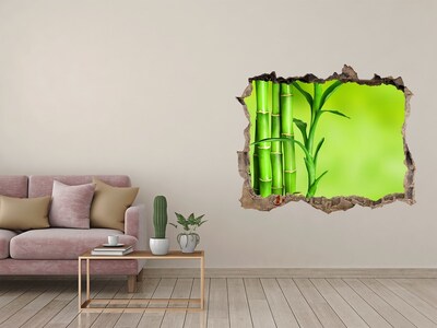 Vinilo pared rota 3d efecto realista Un oasis verde detrás del muro
