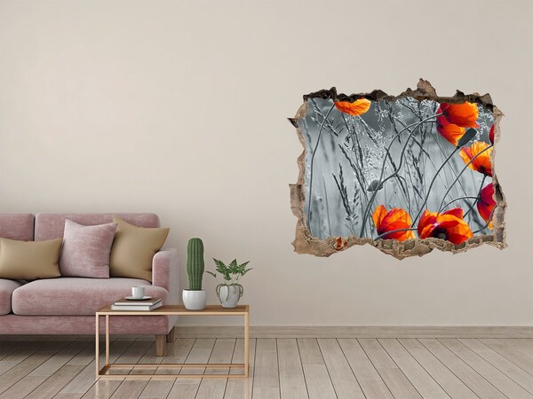 Pegatina agujero en la pared autoadhesiva Flores en hormigón