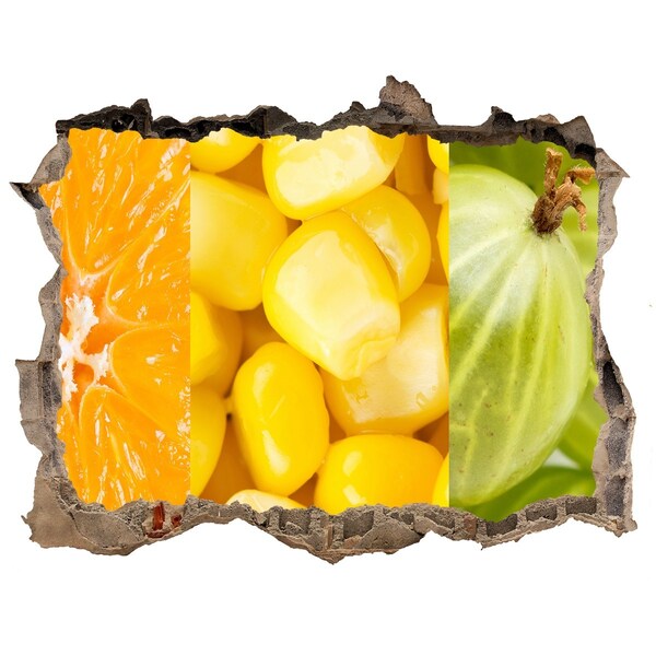 Pegatina de vinilo agujero 3d para pared Mural de frutas en un agujero en la pared