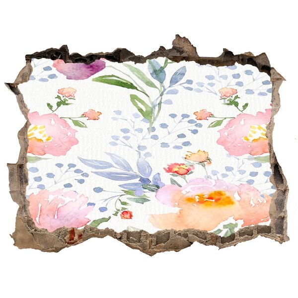 Trampantojo de pared rota efecto profundidad Un mural floral en una pared dañada