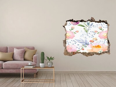 Trampantojo de pared rota efecto profundidad Un mural floral en una pared dañada