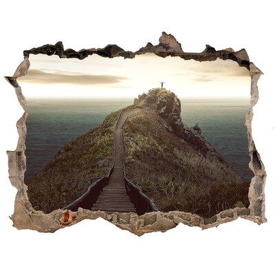 Vinilo pared rota 3d efecto realista Camino al cielo