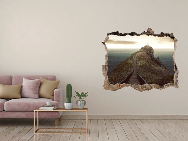 Vinilo pared rota 3d efecto realista Camino al cielo