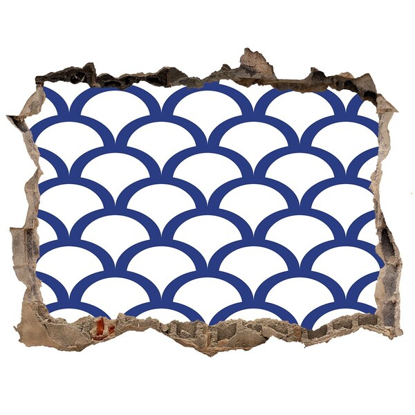 Vinilo pared rota 3d efecto realista Ondas en tonos azules