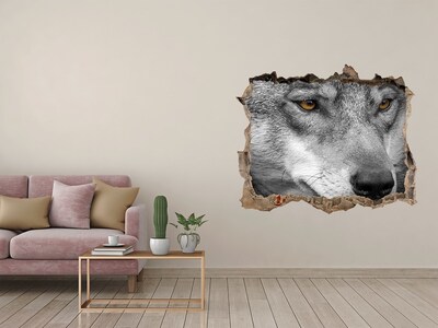 Pegatina de vinilo agujero 3d para pared Lobo en ruinas