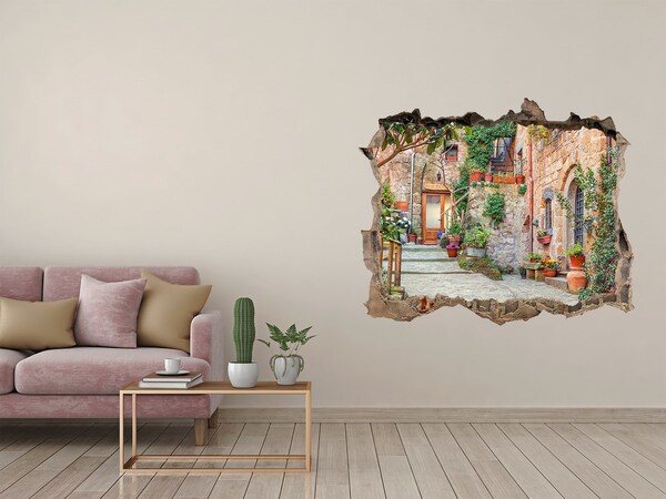 Pegatina de vinilo agujero 3d para pared Un pueblo encantador en la Toscana