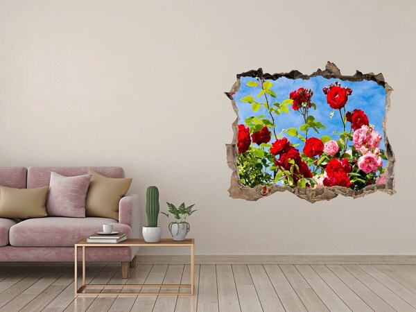Vinilo pared rota 3d efecto realista Flores al sol