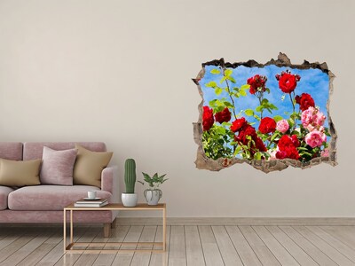 Vinilo pared rota 3d efecto realista Flores al sol